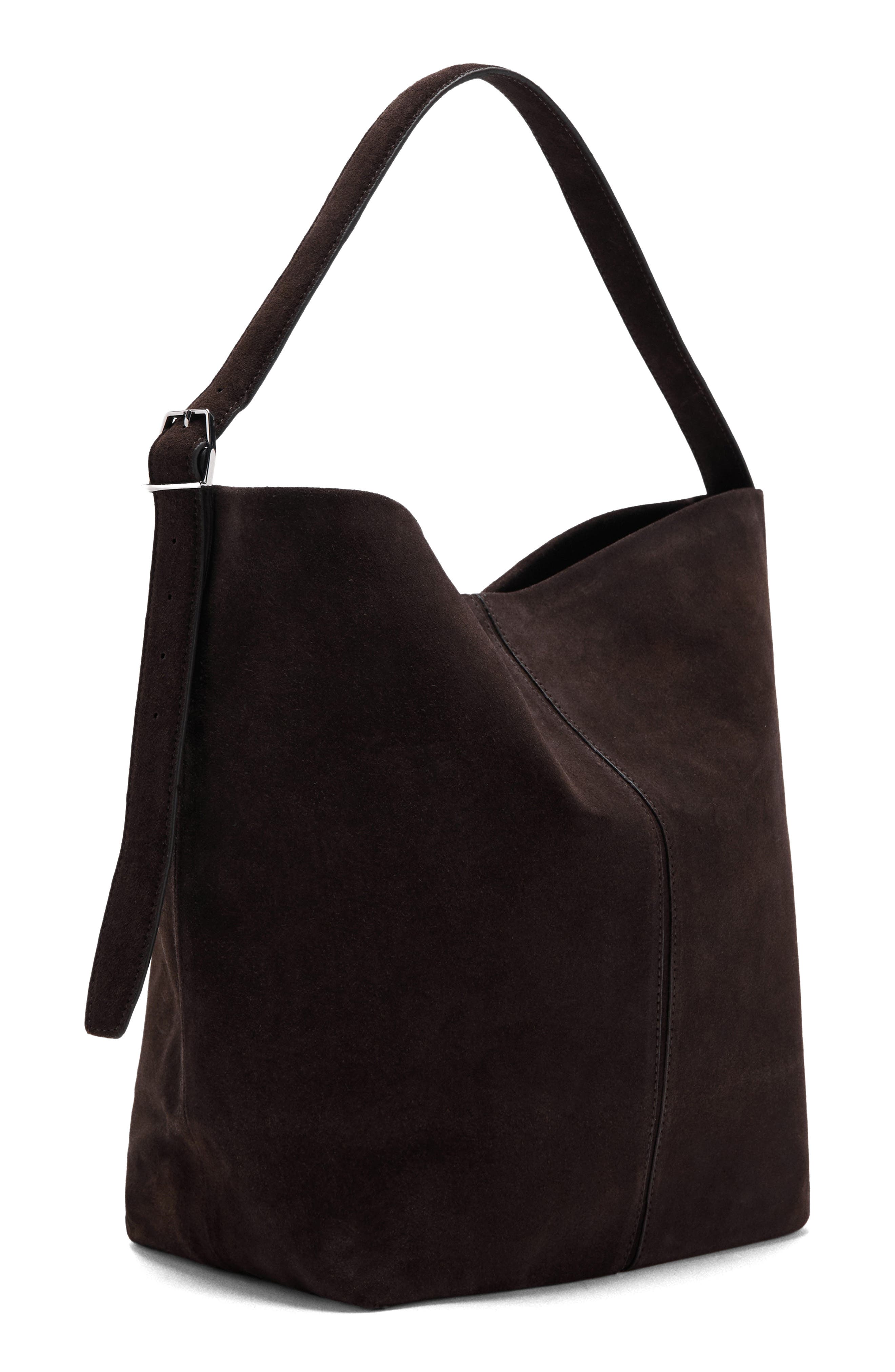 MANGO Large Suede Bucket Bag, Alternate, color, 