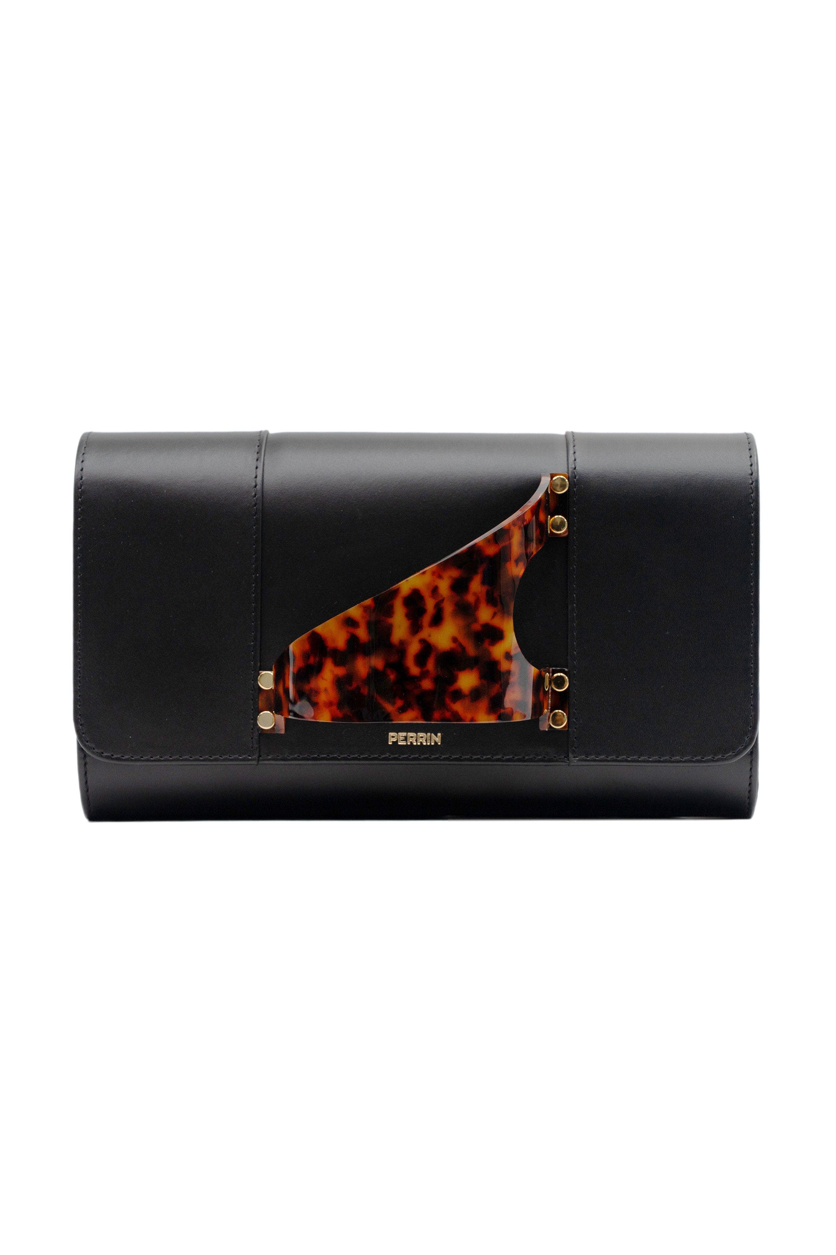 PERRIN PARIS L'Eiffel Clutch Tortoise, Main, color, Black / Tortoise