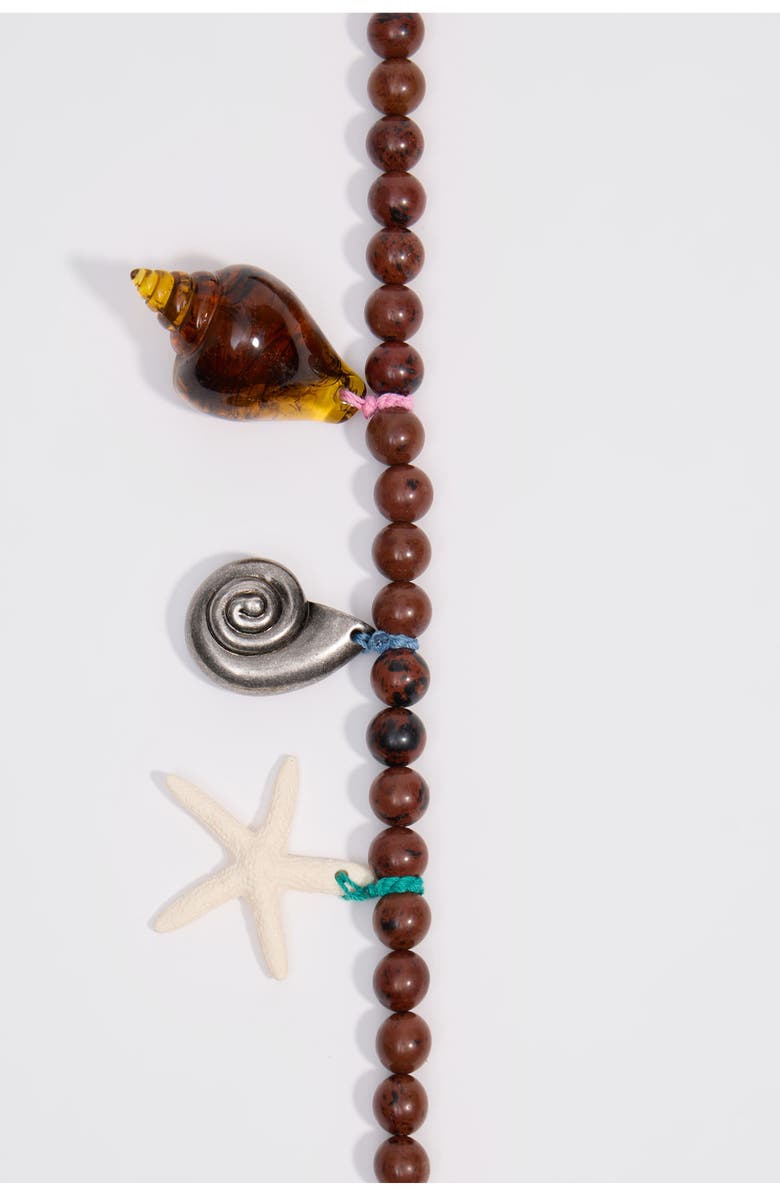 Bimba y Lola Aged Necklace With Stones And Seashells, Alternate, color, Brown