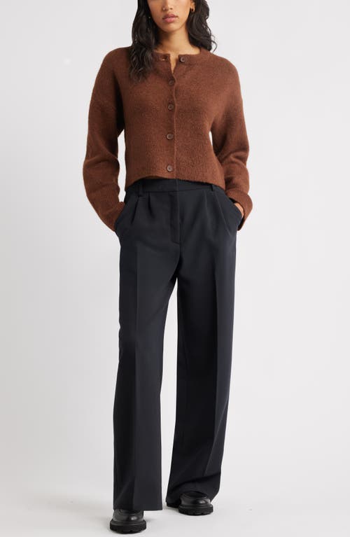 Open Edit Cozy Crop Cardigan In Brown
