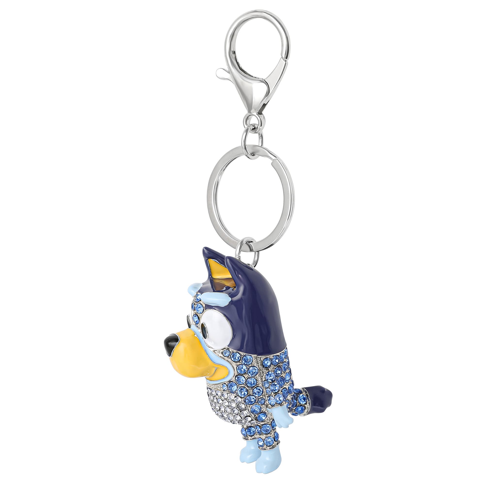BLUEY Bag Charm Pave Crystal, Official License Bluey Charm Keychain with Lobster Clip, Alternate, color, Blue