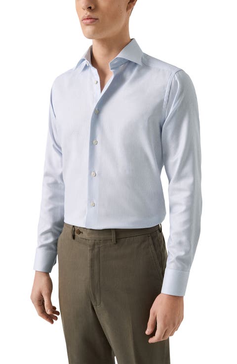Contemporary Fit Micropattern Cotton Dobby Dress Shirt (Regular & Big)