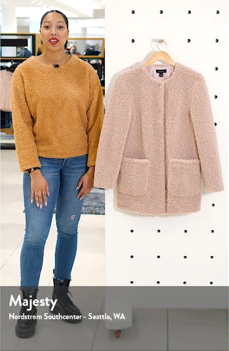 Jewel Neck Teddy Coat, sales video thumbnail