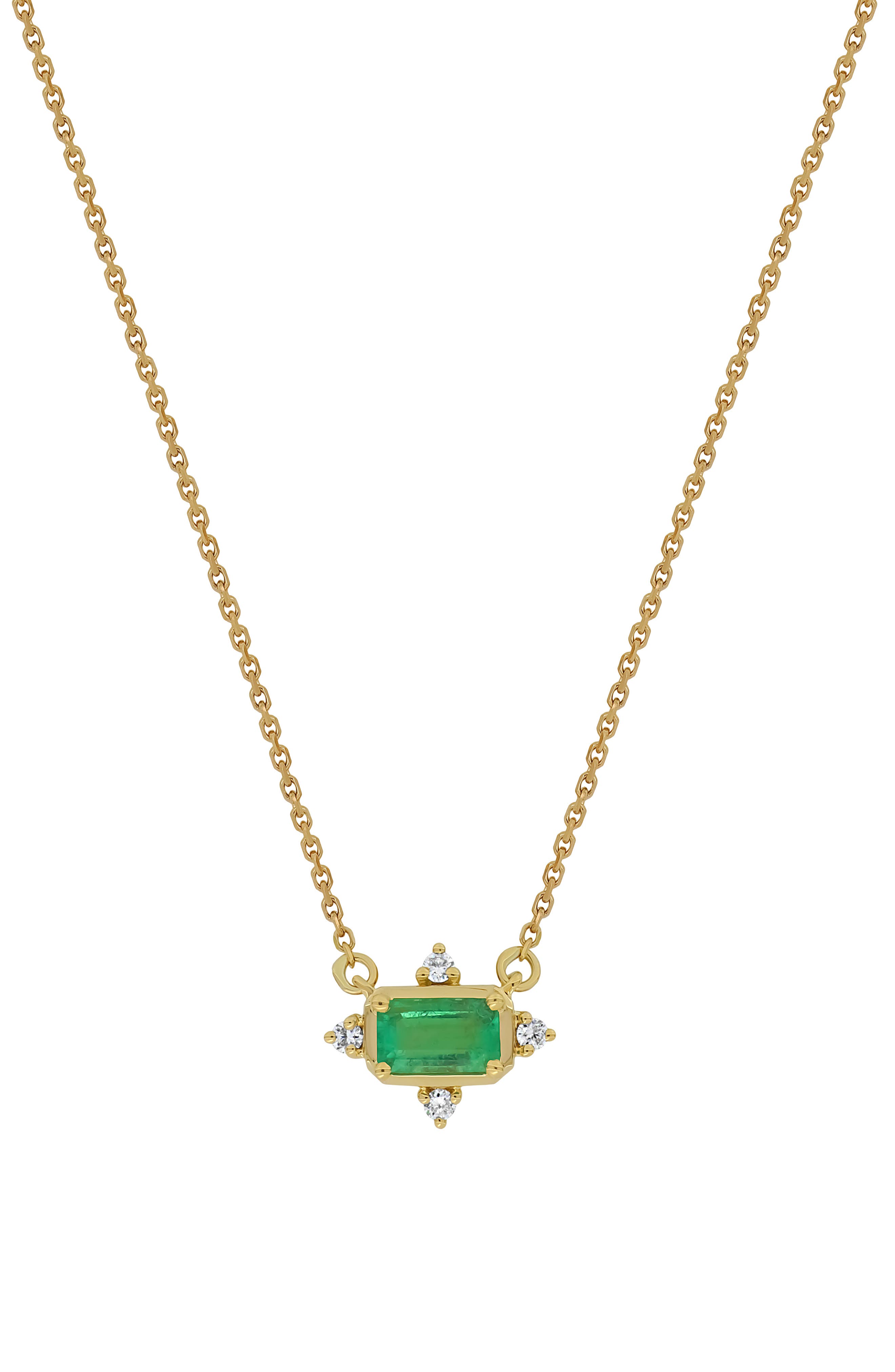 El Mar 18k Gold Emerald and Diamond Pendant Necklace