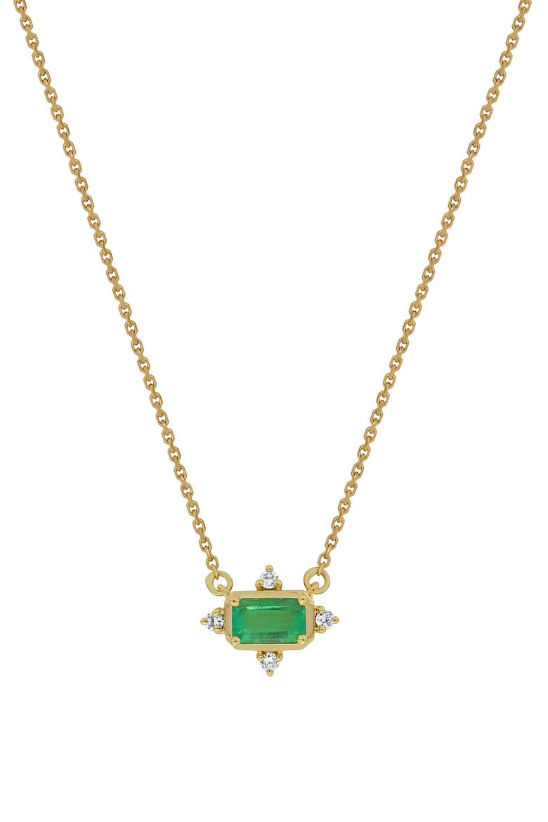 El Mar 18k Gold Emerald and Diamond Pendant Necklace, Main, color, 18KY