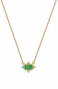 El Mar 18k Gold Emerald and Diamond Pendant Necklace