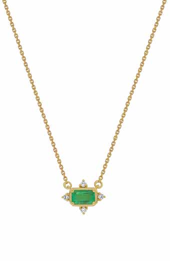El Mar 18k Gold Emerald and Diamond Pendant Necklace