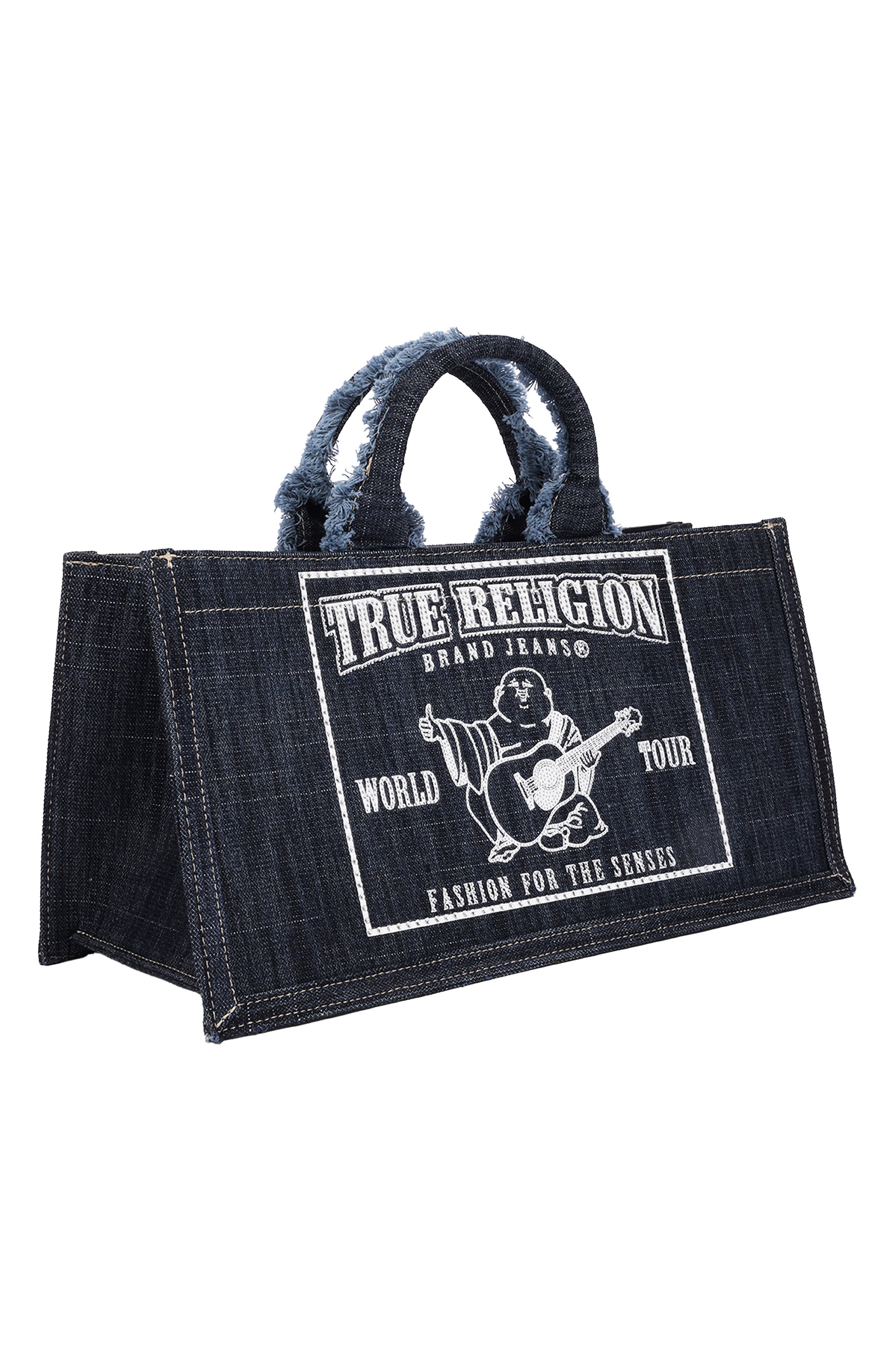 Bling Buddha East/West Denim Tote, Alternate, color, DARK DENIM
