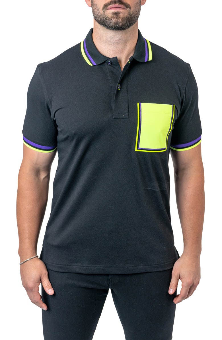 Maceoo Mozart Milano Egyptian Cotton Polo, Main, color, Black