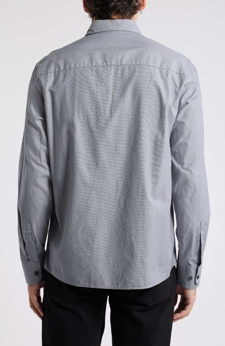 Robert Barakett Theodore Cotton Herringbone Button-Up Shirt, Alternate, color, Grey
