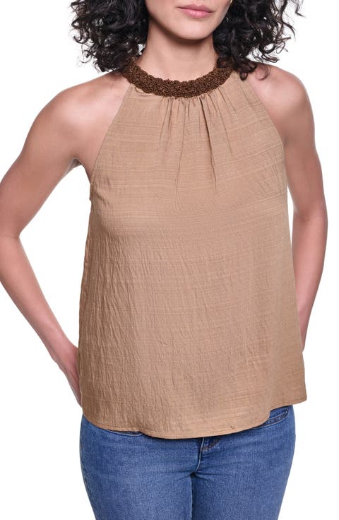 Embellished Neck Sleeveless Top