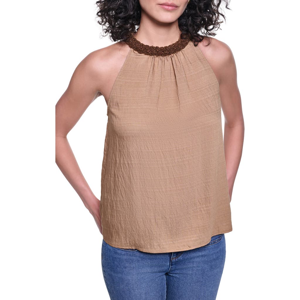 KARL LAGERFELD PARIS Embellished Neck Sleeveless Top in Cartouche at Nordstrom, Size X-Small