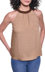 KARL LAGERFELD PARIS Embellished Neck Sleeveless Top