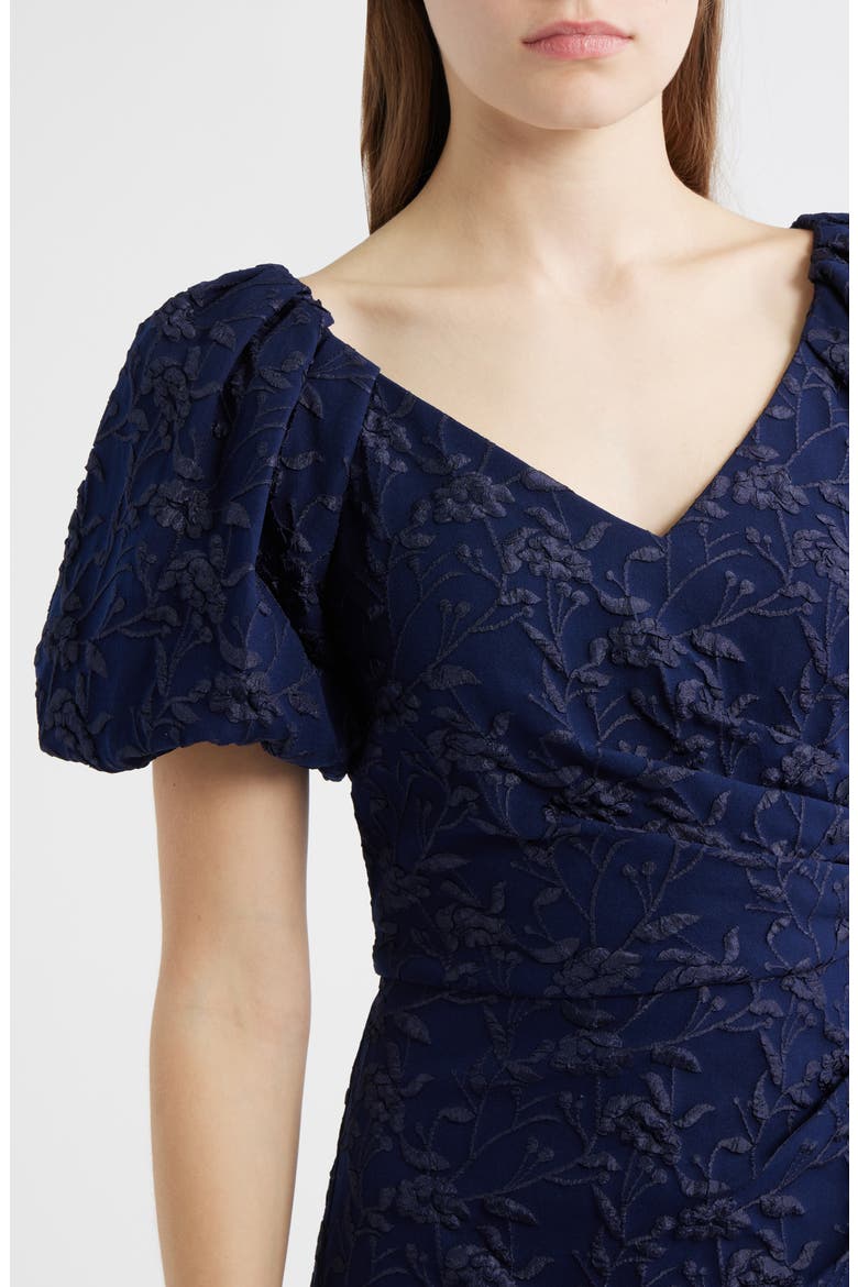 Floral Jacquard Cocktail Sheath Dress, Alternate, color, NAVY