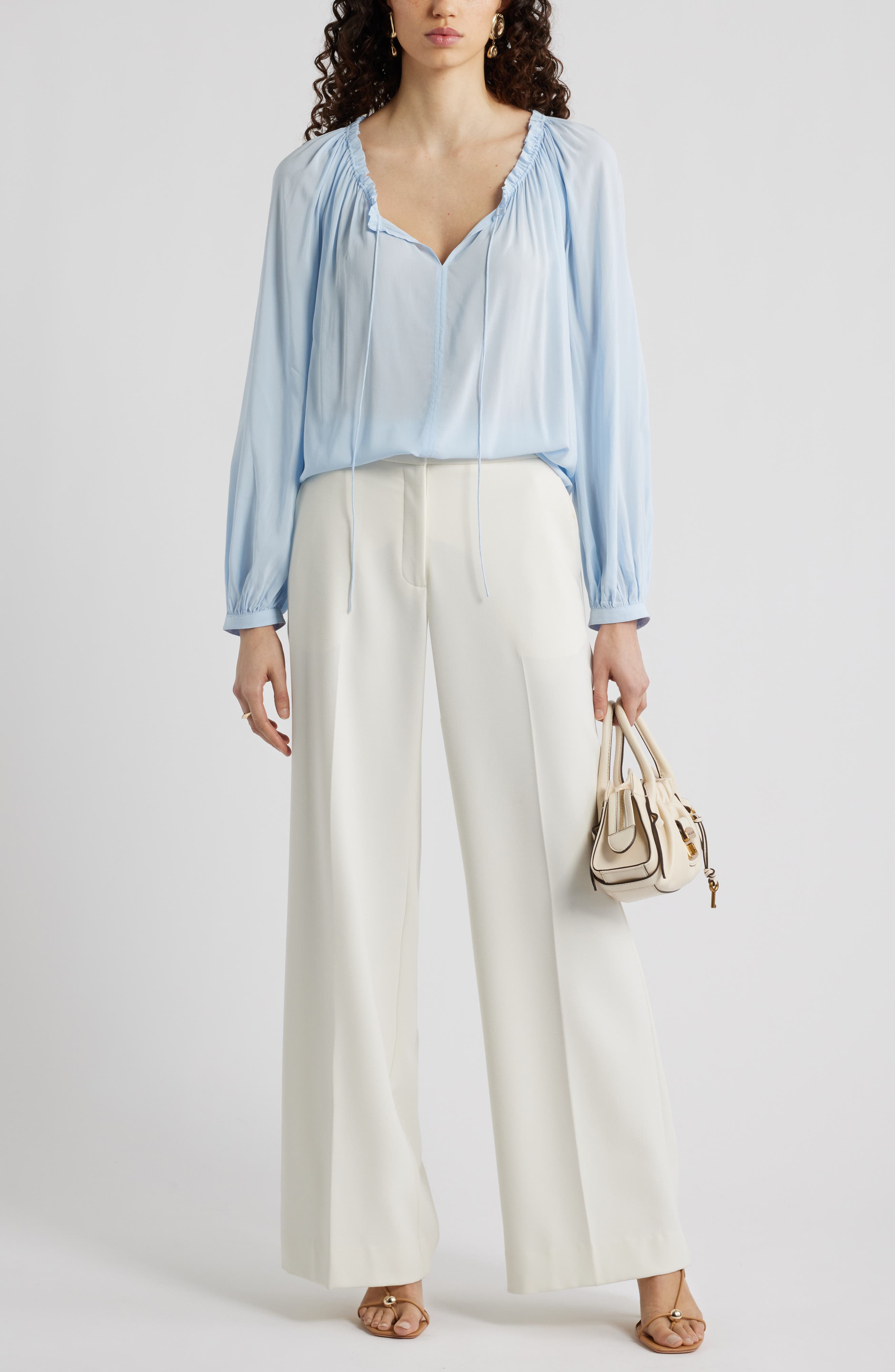 Gathered Tie Neck Top - image 2