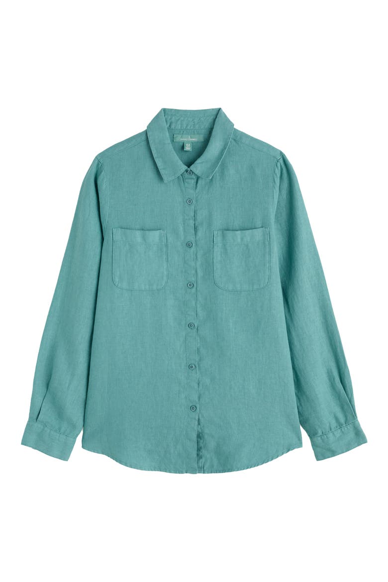 Hazel Branch Linen Button-Up Shirt, Alternate, color, RIVERSIDE