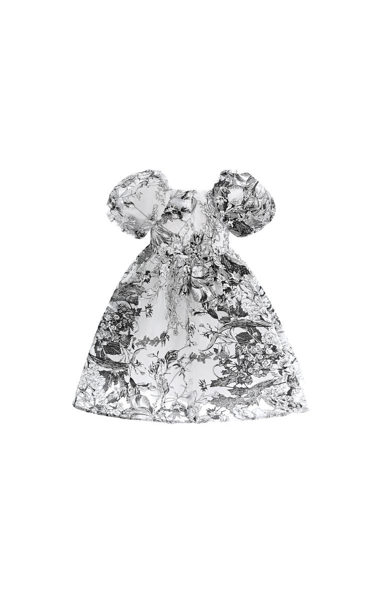 Sweet Cactus Encre Floral Garden Dress, Alternate, color, Black