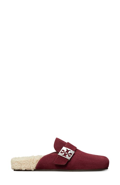 Tory Burch Mellow Faux Shearling Lined Mule In Burgundy