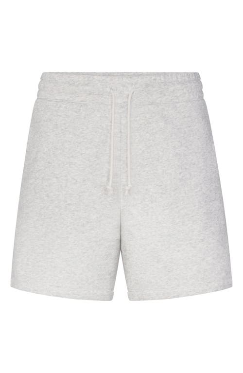 Skims Gray Cotton Fleece Relaxed Shorts In Light Heather Grey