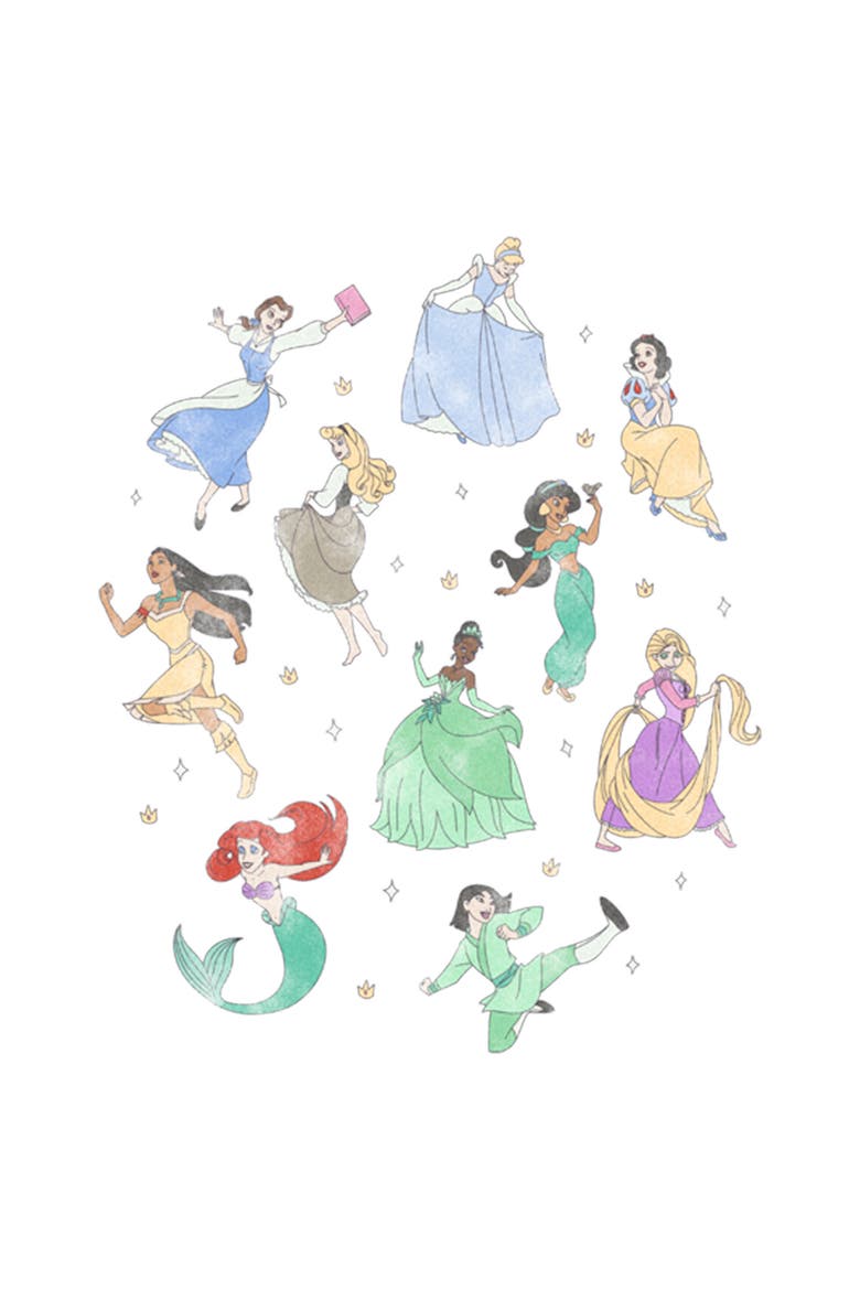 Men's Disney Distressed Princesses Circle  Graphic T-Shirt, Alternate, color, White
