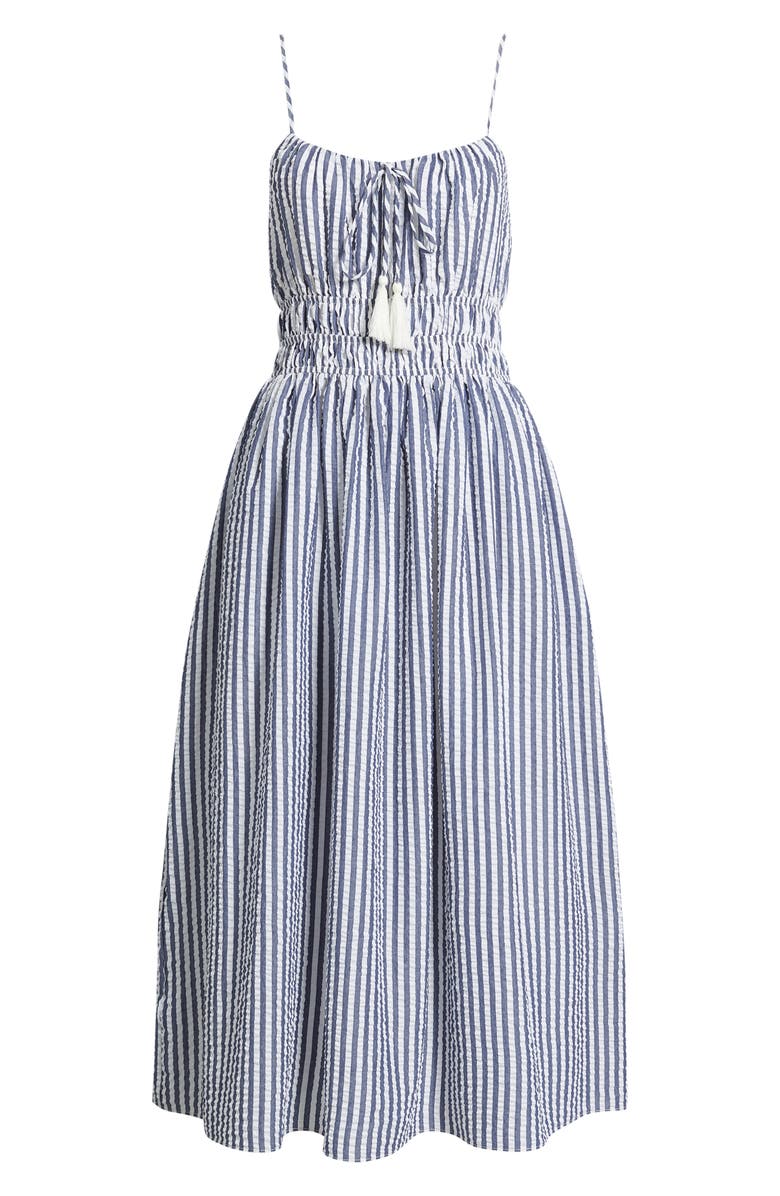 Julia Jordan Stripe Seersucker Dress, Alternate, color, Navy Multi
