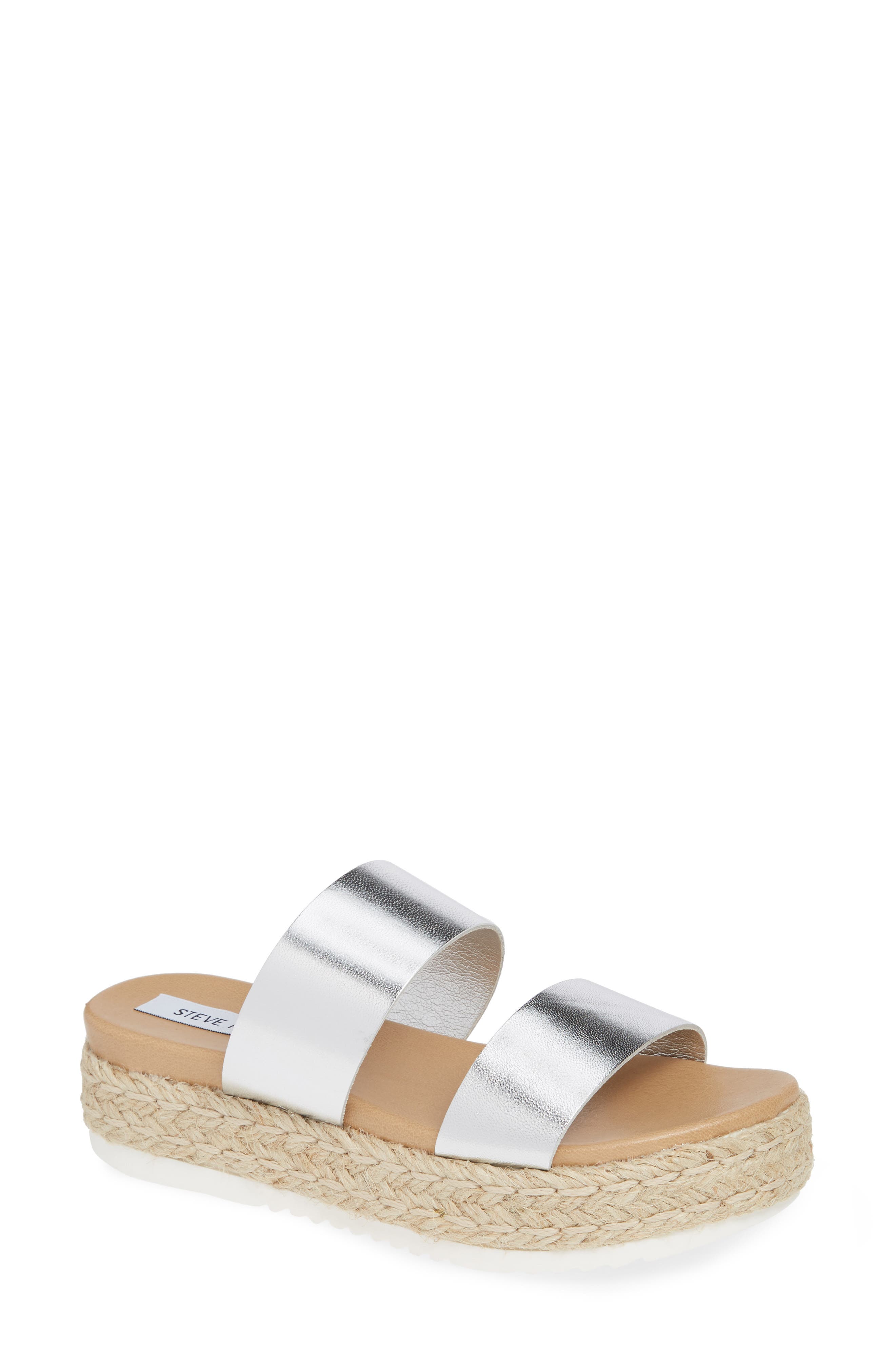 Amaze Platform Slide Sandal, Main, color, SILVER LEATHER