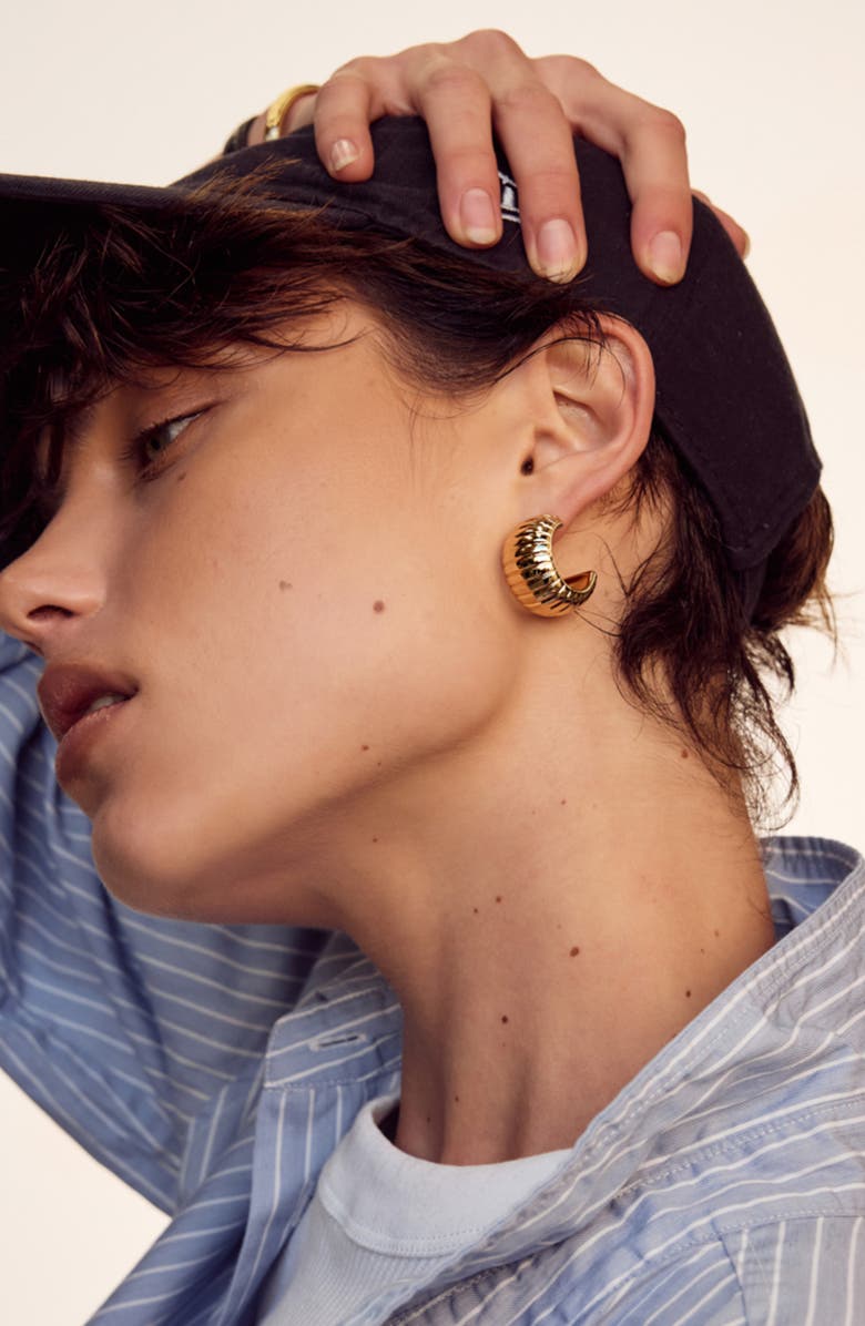 Luv AJ Remy Ridged Hoop Earrings, Alternate, color, Gold