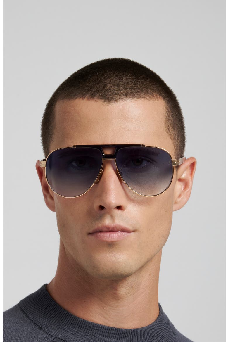 DB 7169/S 62mm Oversize Aviator Sunglasses, Alternate, color, GOLD BLACK/ BLUE SF