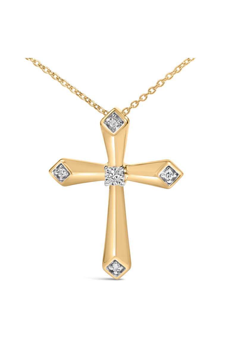 Gold Vermeil Diamond Accent 5 Point Cross Pendant Necklace, Alternate, color, Silver
