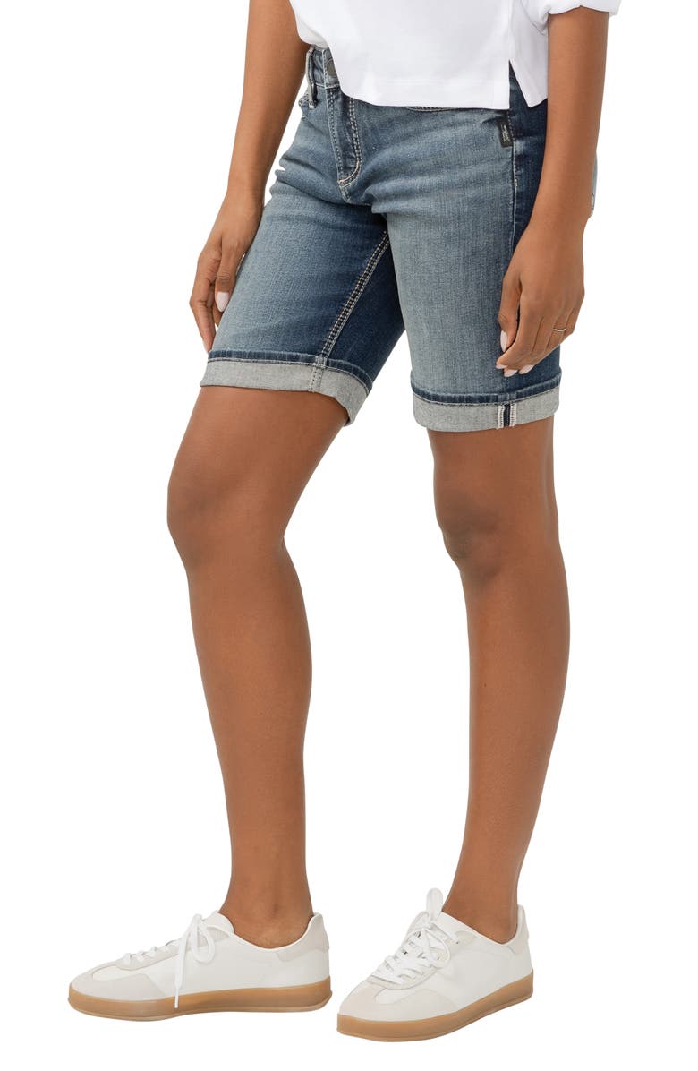 Silver Jeans Co. Suki Curvy Stretch Bermuda Denim Shorts, Alternate, color,