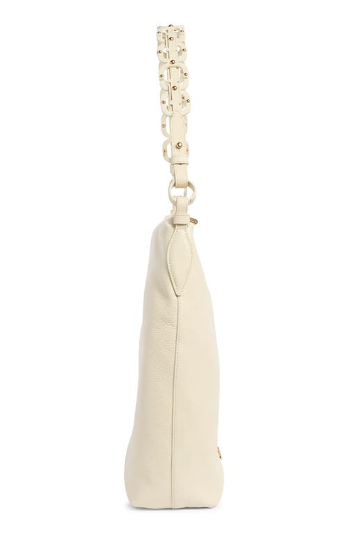Sam Edelman Bay Chain Link Pebbled Leather Hobo Bag In White