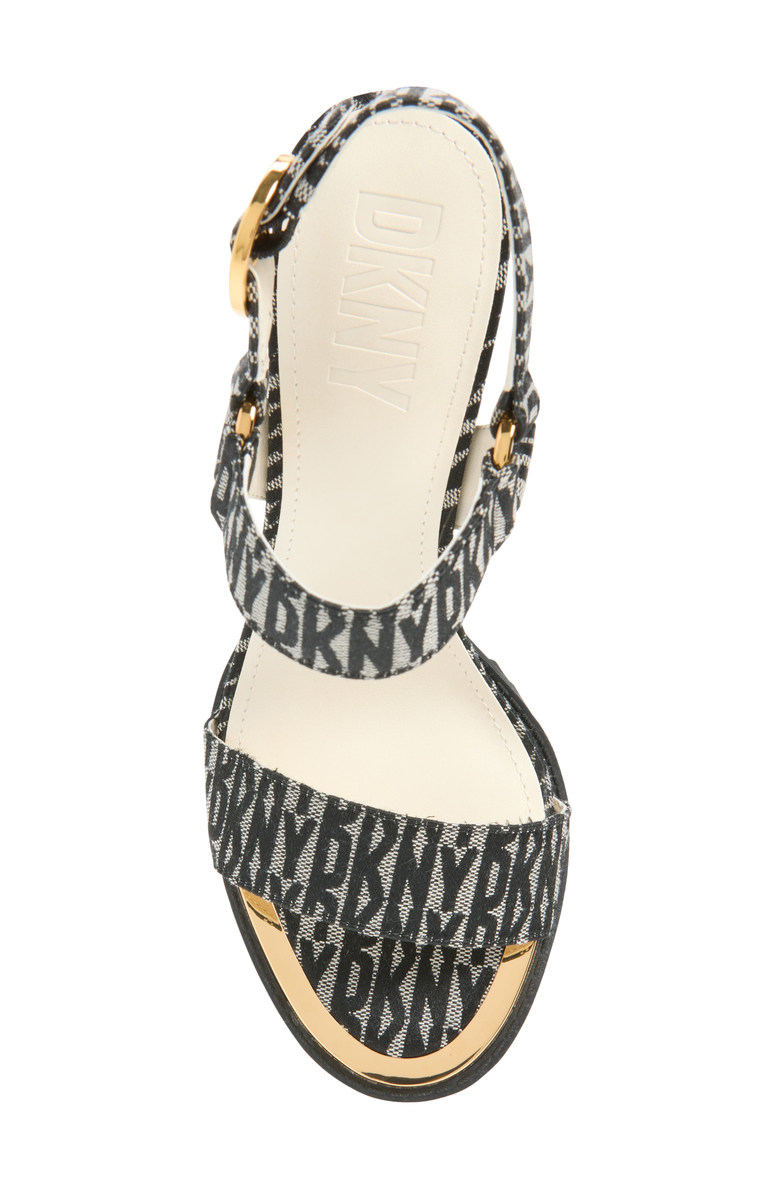 DKNY Blaire Ankle Strap Sandal, Alternate, color, Black/ Eggnog
