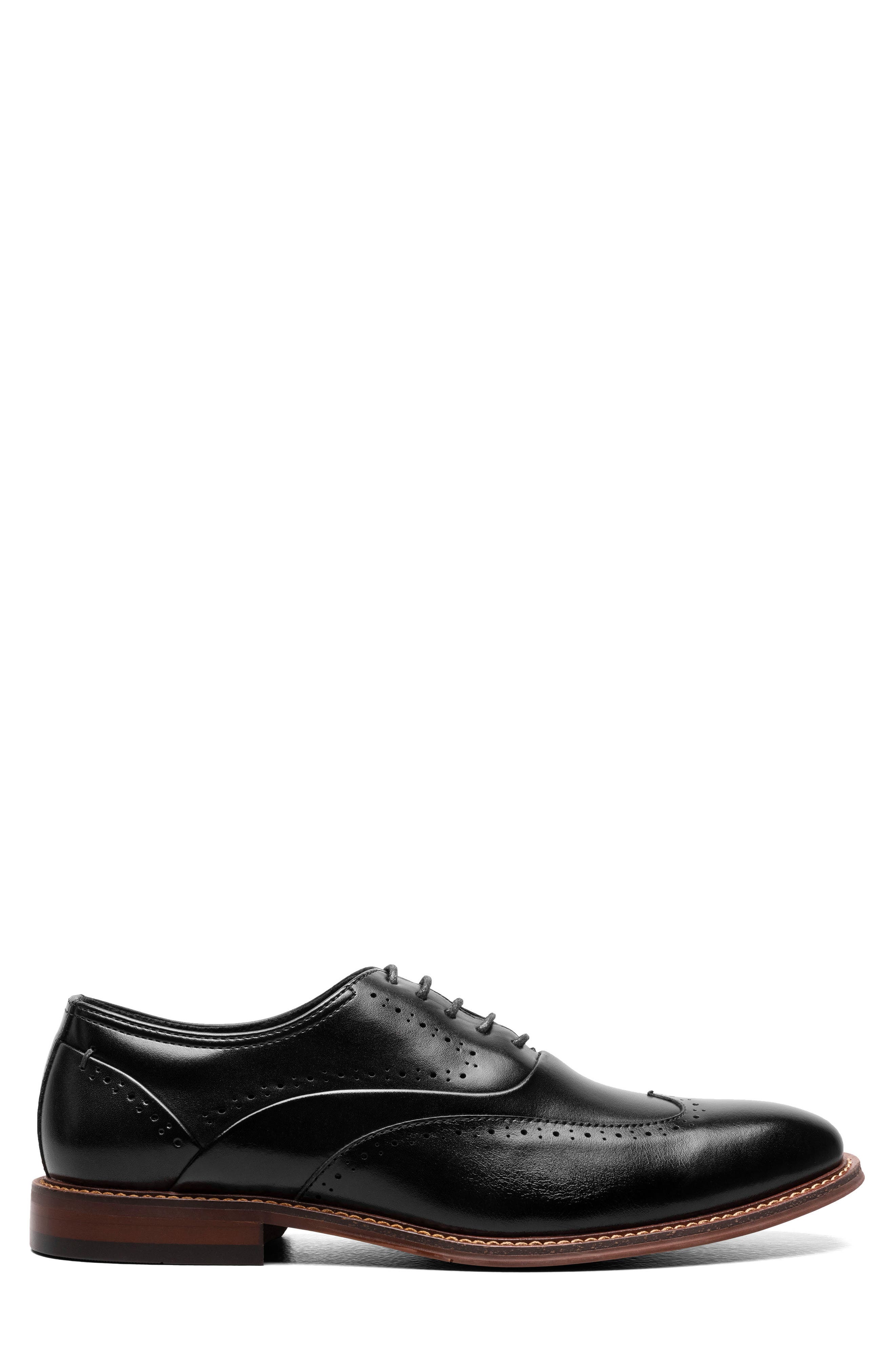 Stacy Adams MacArthur Wing Oxford, Alternate, color, Black Smooth