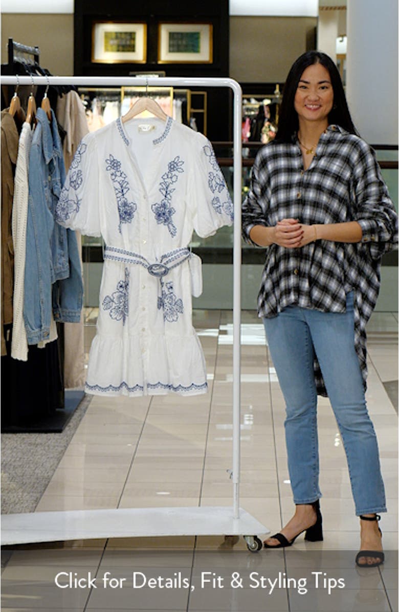 Embroidered Puff Sleeve Cotton Shirtdress, sales video thumbnail