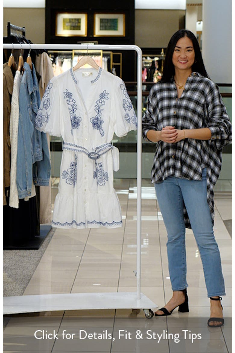 Embroidered Puff Sleeve Cotton Shirtdress video