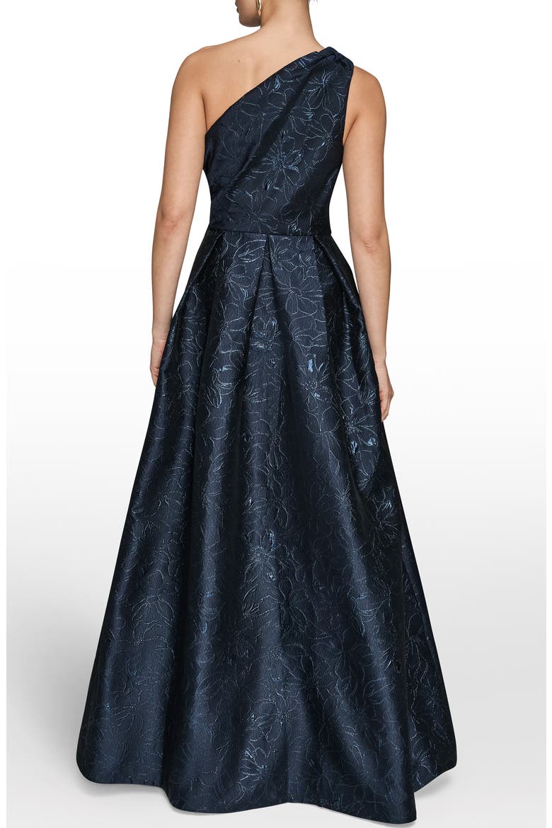 Metallic One-Shoulder Gown, Alternate, color, NIGHTFALL