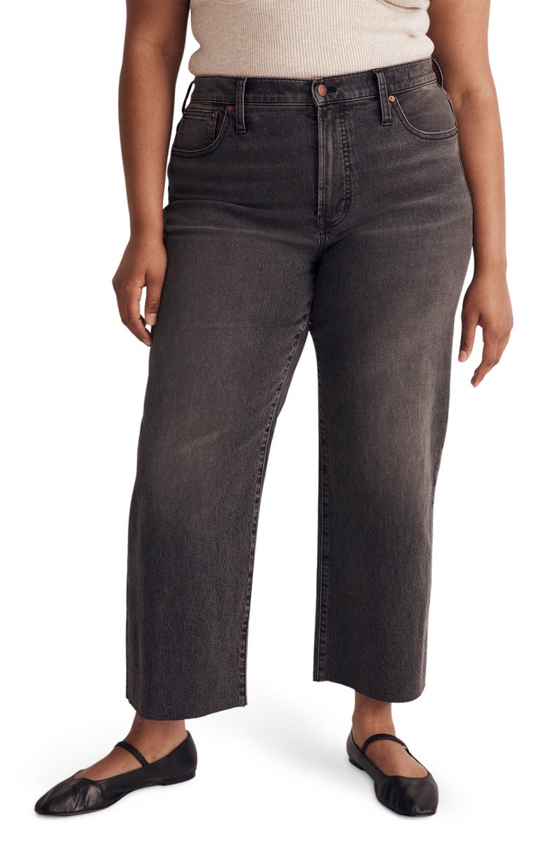 Madewell The Perfect Raw Hem Crop Wide Leg Jeans, Alternate, color, Benley Wash