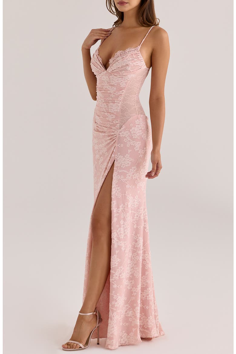 Sabrine Lace Trim Corset Gown, Alternate, color, BLUSH