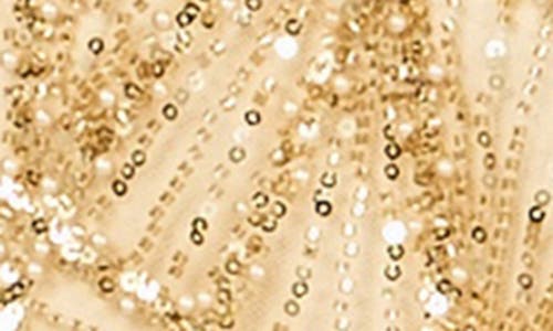 Endless Rose Sequins & Beading Mesh Miniskirt In Gold