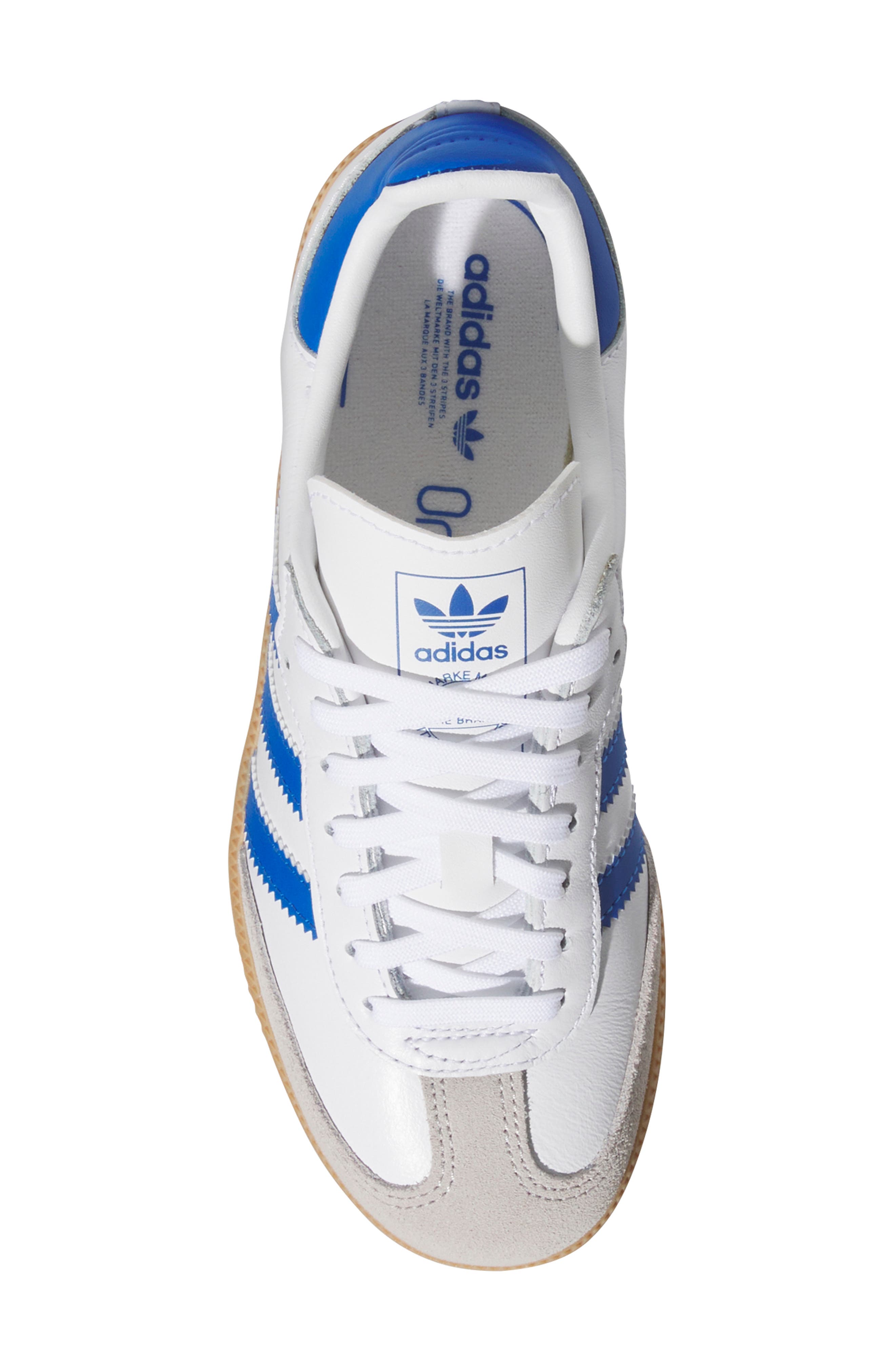 adidas Kids' Samba OG Sneaker, Alternate, color, White/ Blue/ Gum