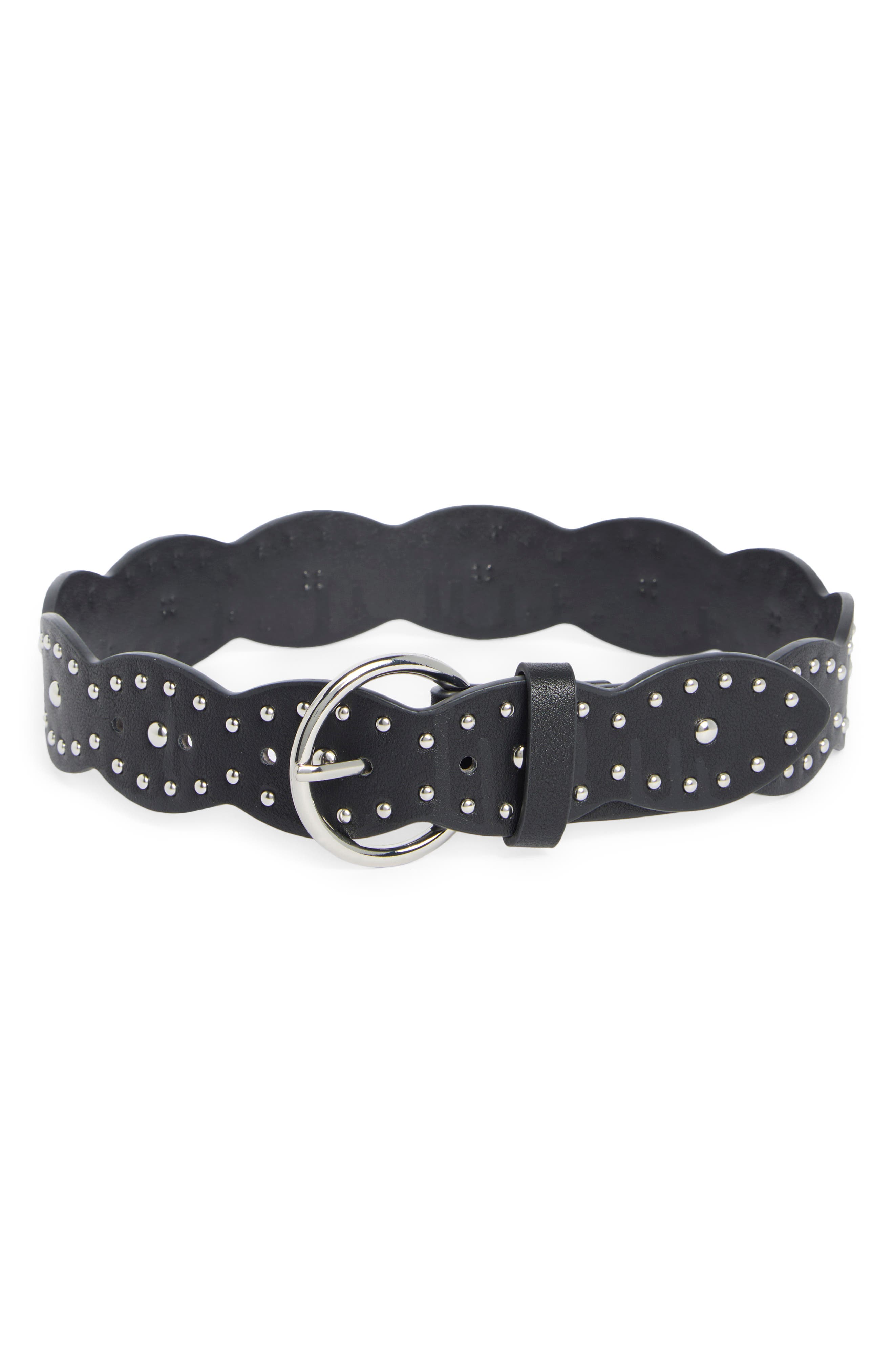 Kids' Studded Faux Leather Scalloped Belt