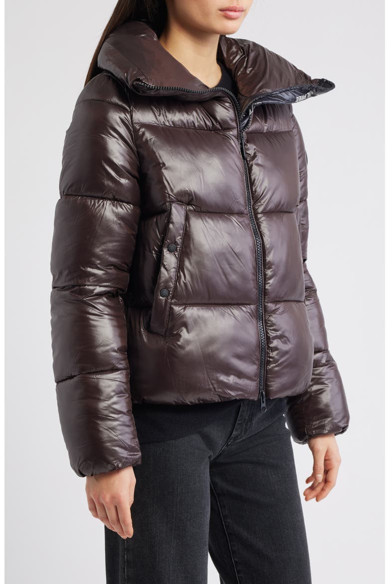 Isla Water Resistant Puffer Coat, Alternate, color, BROWN BLACK