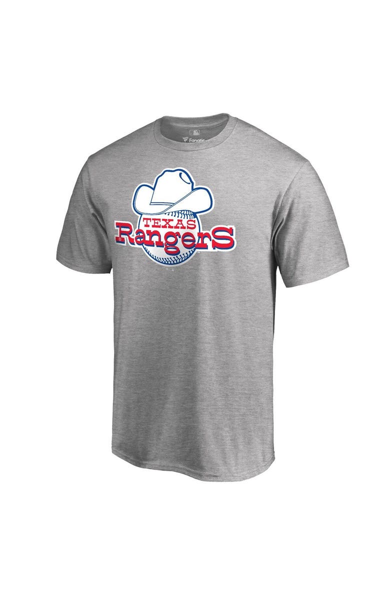 FANATICS Men's Fanatics Branded Ash Texas Rangers Cooperstown Collection Forbes T-Shirt, Alternate, color, Heather Gray