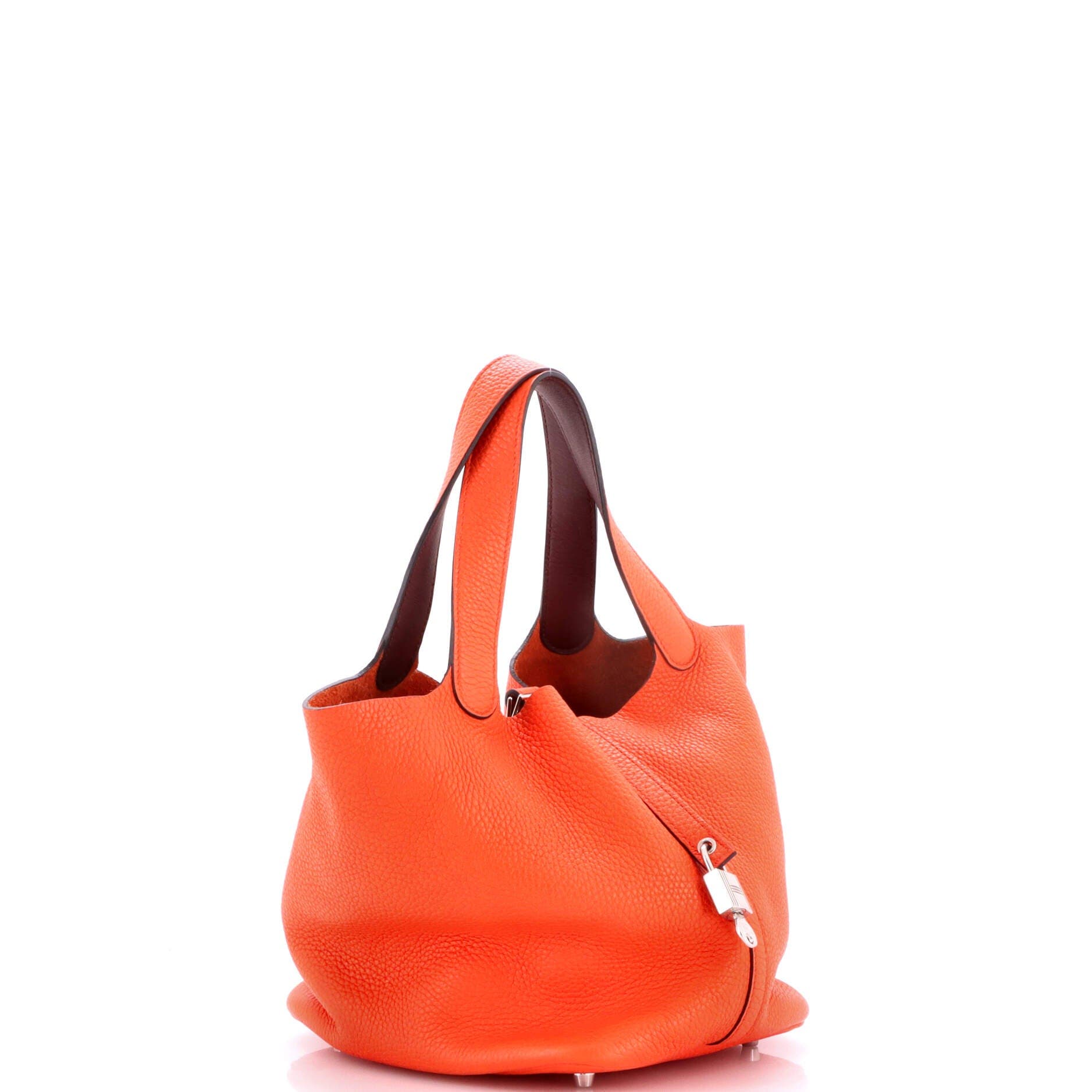 Pre-Owned Hermes Eclat Picotin Lock Bag Clemence MM, Alternate, color, Orange Poppy