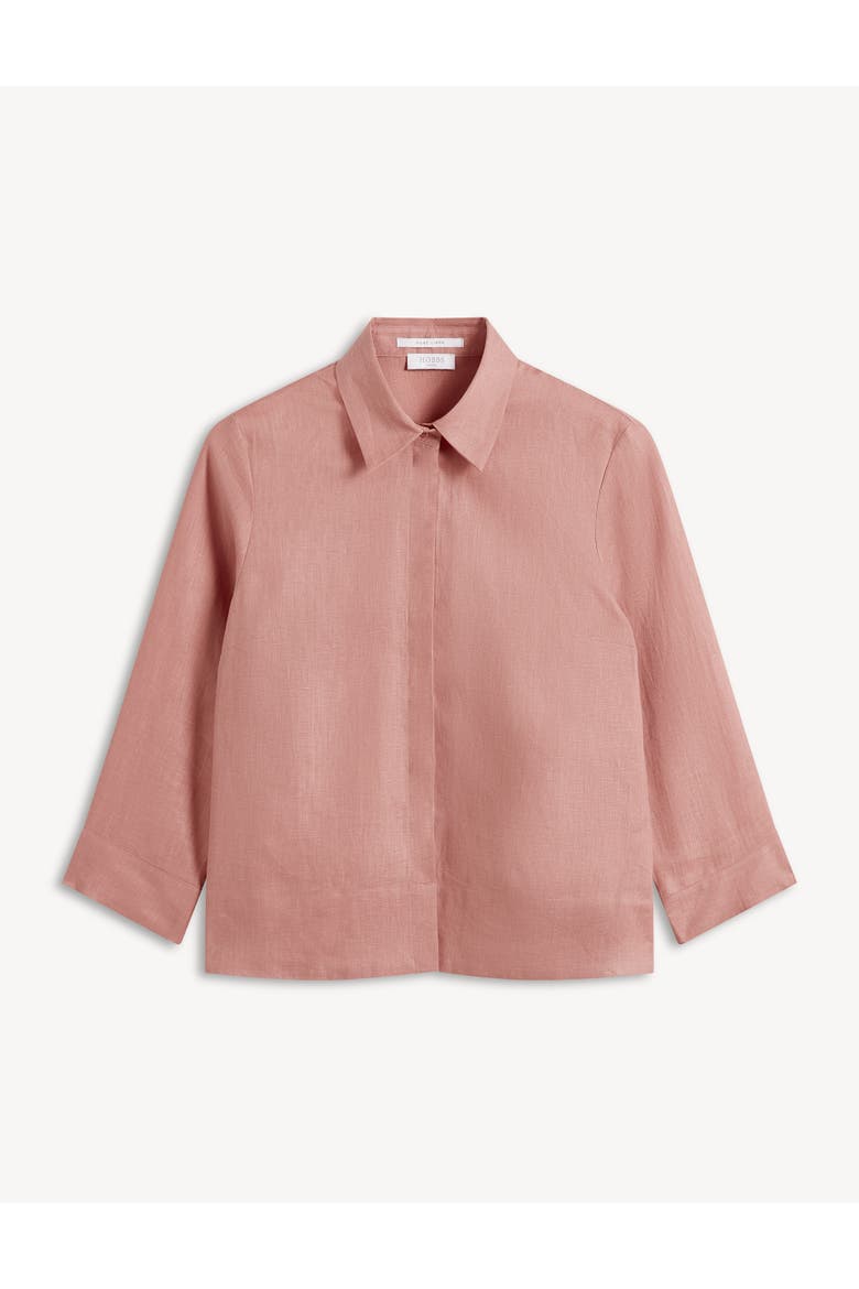 Nita Three-Quarter Sleeve Linen Shirt, Alternate, color, Softpeachpink