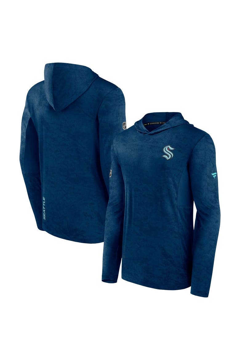 Men's Fanatics Branded Deep Sea Blue Seattle Kraken Authentic Pro Rink Camo Pullover Hoodie, Alternate, color, Navy