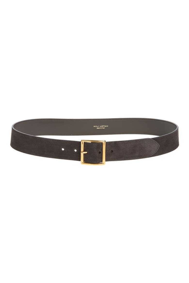 Marcela Suede Belt, Main, color, ESPRESSO W/ GOLD BUCKLE