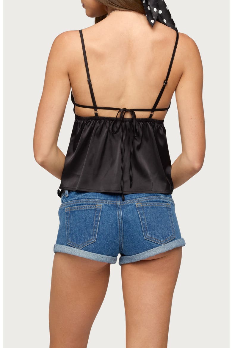 Blanca Satin Lace Trim Camisole, Alternate, color, BLACK