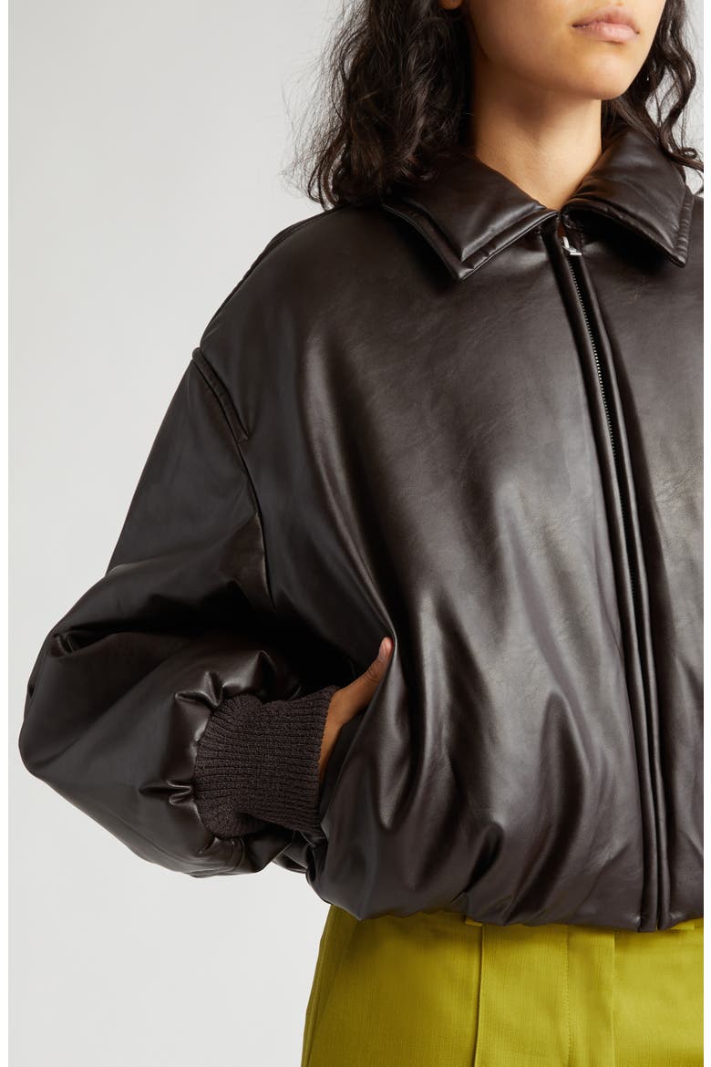 Onnea Coated Bomber Jacket, Alternate, color, DARK BROWN
