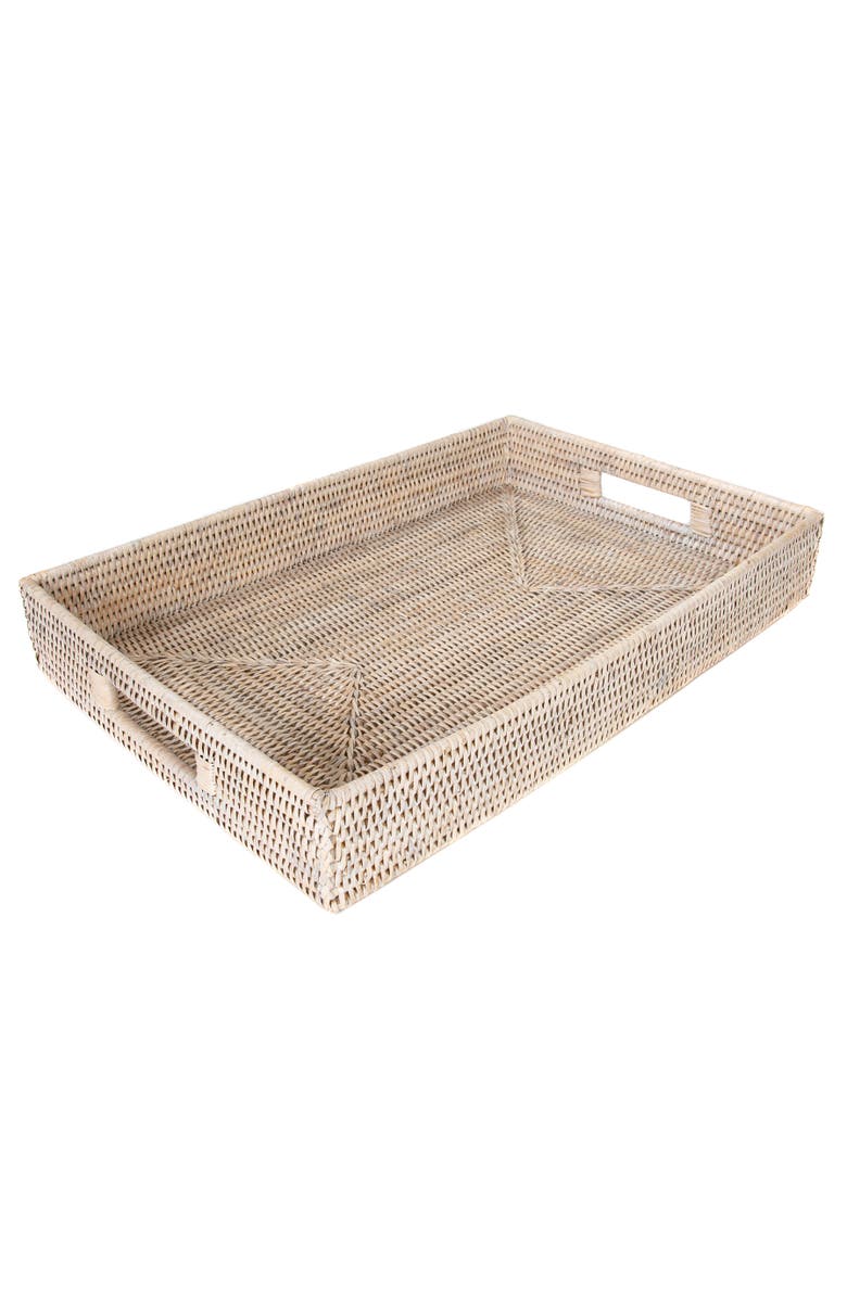 Artifacts Trading Company<sup>™</sup> Artifacts Rattan Rectangular Tray With Cutout Handles, Main, color, White Wash